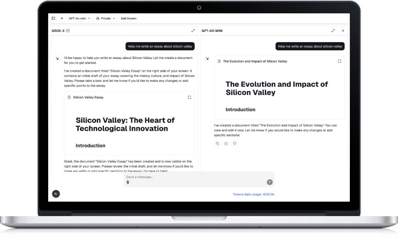 Multi AI Models Chat Screen
